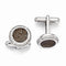 Rhodium-Plated Sterling Silver, Pave Brown Cubic Zirconia Brilliant Embers Coin Cuff Links, 16MM