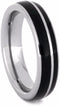 Dark Brazilian Rosewood 4.5mm Comfort-Fit Grooved and Sandblast Titanium Wedding Band, Size 5.25