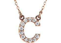14k Rose Gold Diamond Initial 'C' 1/6 Cttw Necklace, 16" (GH Color, I1 Clarity)