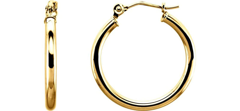 Tube Hoop Earrings, 14k Yellow Gold (34mm)