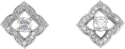Diamond Halo-Style Clover Earrings, Rhodium-Plated 14k White Gold (.75 Ctw, GH Color, I1 Clarity)