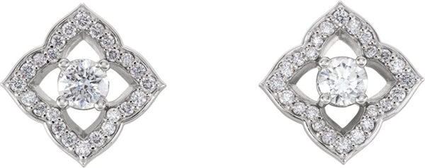Diamond Halo-Style Clover Earrings, Sterling Silver (.75 Ctw, GH Color, I1 Clarity)