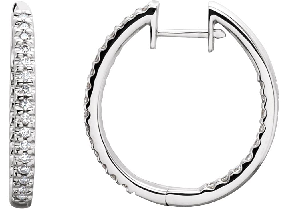 Diamond Inside-Outside Hoop Earrings, 14K White Gold (1/2 Ctw, Color G-I , Clarity I1 )