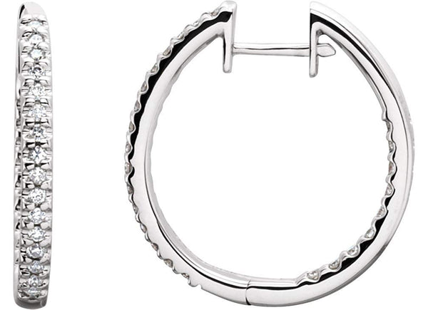 Diamond Inside-Outside Hoop Earrings, 14K White Gold (1 Ctw, Color G-I , Clarity I1 )