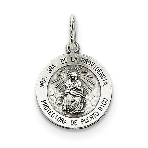 Sterling Silver Antiqued De La Providencia Medal (22X15MM)