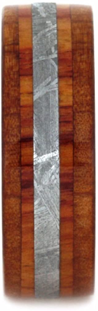 Gibeon Meteorite, Cedar Wood, Tulip Wood 8mm Comfort-Fit Brushed Titanium Wedding Band, Size 14.75