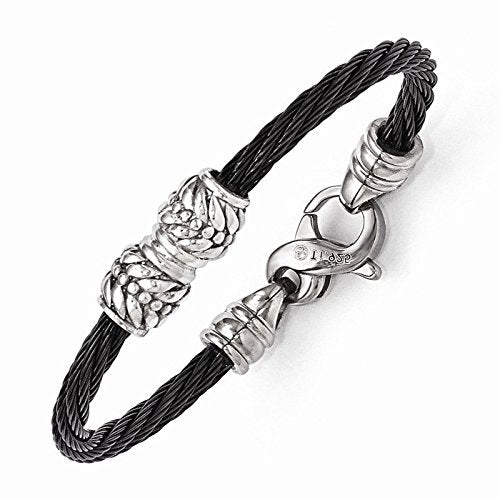 Boy's Girl's Signature Cable Collection Gray Titanium Cable and Sterling Silver Bead Bracelet, 5" (5MM)