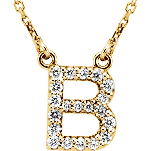 14k Yellow Gold Diamond Initial 'B' 1/6 Cttw Necklace, 16" (GH Color, I1 Clarity)