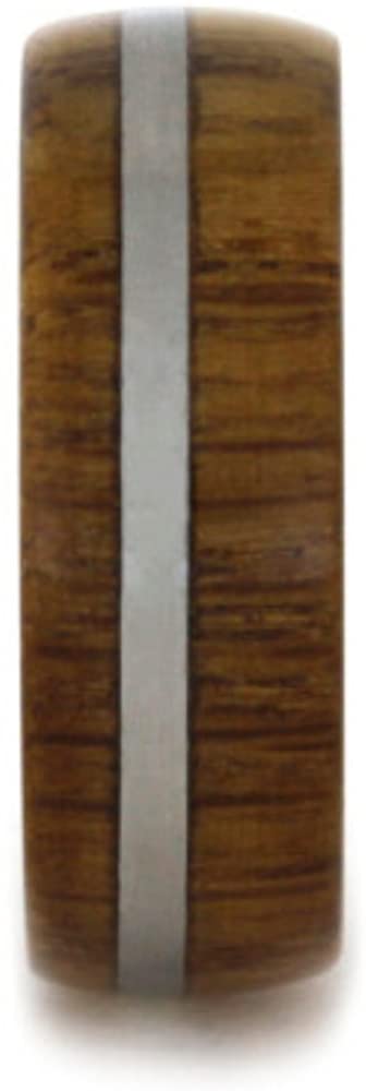 Wood, Deer Antler Sleeve 6.5mm Comfort-Fit Matte Titanium Band, Size 14.25