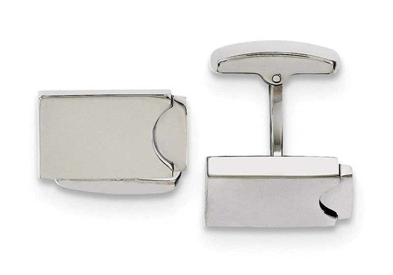 Stainless Steel Polished Rectangle Cuff Links, 19X12MM