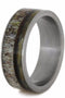 Deer Antler, Wishbone, Green Box Elder Wood 8mm Comfort-Fit Matte Titanium Wedding Band, Size 5.75