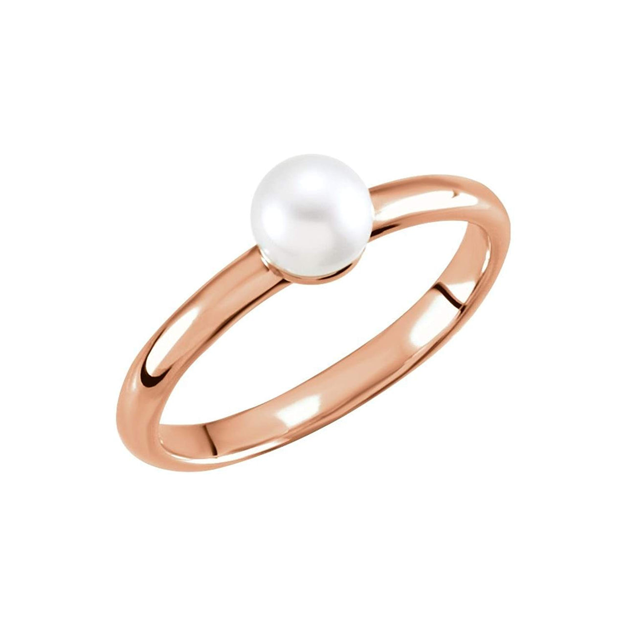 White Freshwater Cultured Pearl Solitaire Ring, 14k Rose Gold (5.5-6mm) Size 7