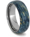 Blue Box Elder Burl Wood 7mm Titanium Comfort-Fit Wedding Band, Size 5.5