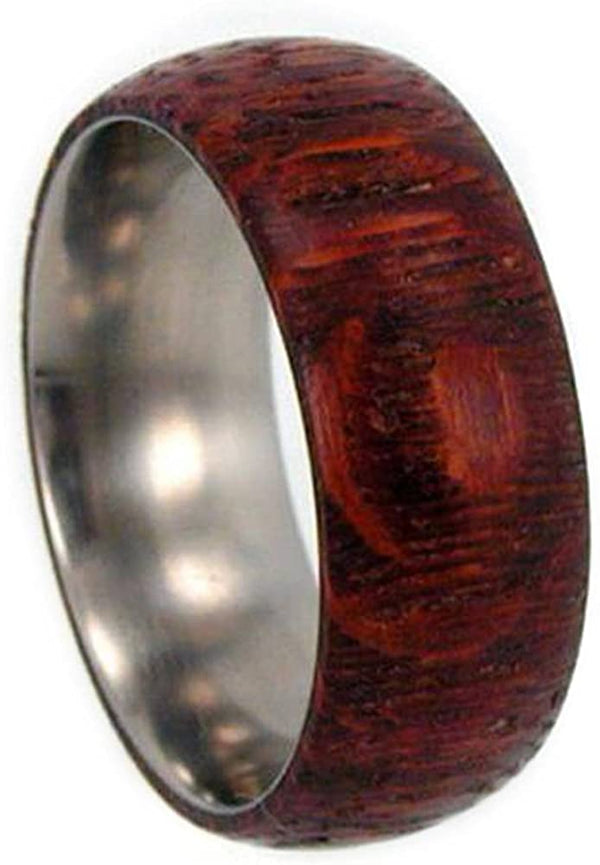 Leopardwood Dome 8mm Comfort Fit Titanium Wedding Ring, Size 11