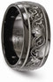 Black Ti Collection Black Titanium Laser Design Domed Patterned 10mm Band, Size 11