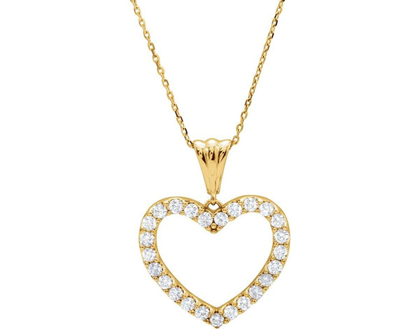 The Men's Jewelry Store (for HER) Diamond Heart 14k Yellow Gold Pendant Necklace, 18" (1.00 Cttw)