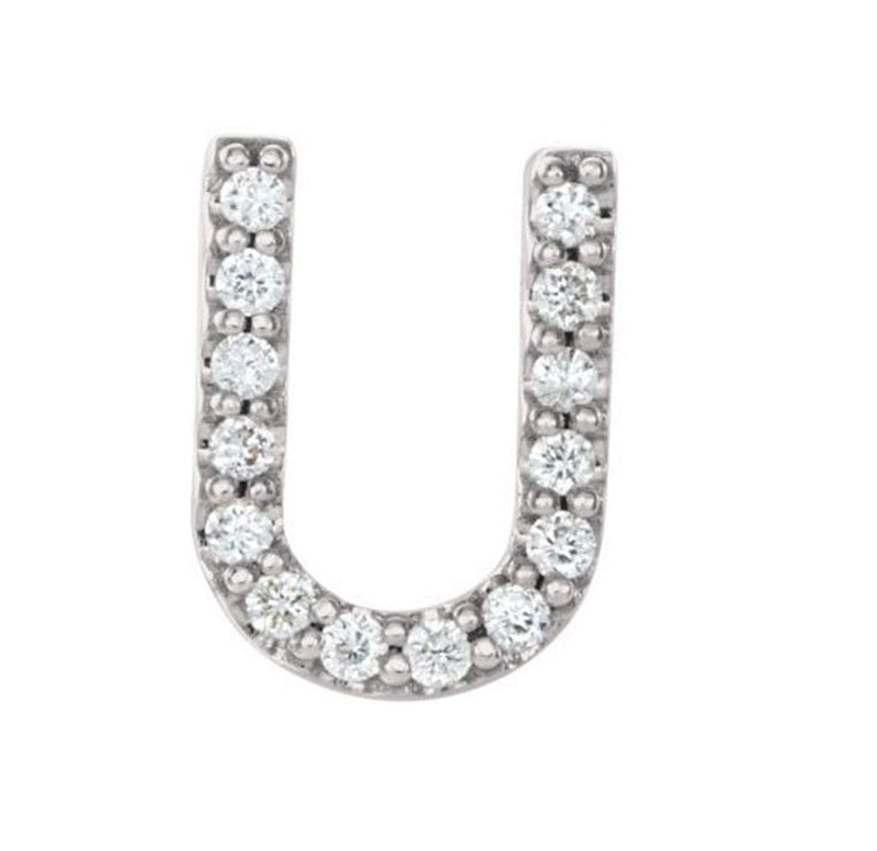 Platinum Diamond Letter 'U' Initial Stud Earring (Single Earring) (.06 Ctw, GH Color, SI2-SI3 Clarity)