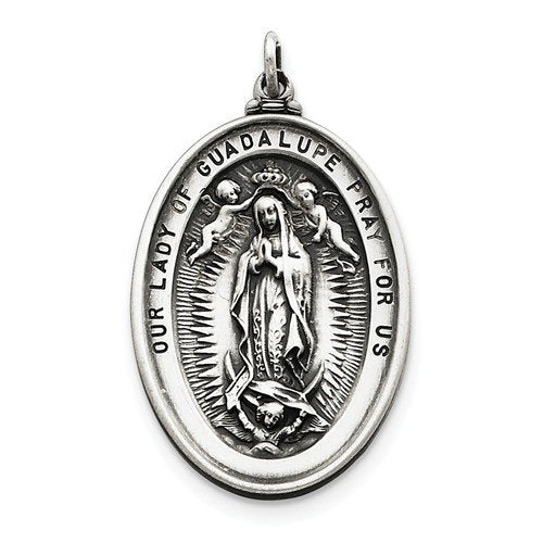 Sterling Silver Our Lady Of Guadalupe Medal (24X13MM)