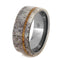 Deer Antler, Oak Wood 6mm Comfort-Fit Titanium Ring, Size 11