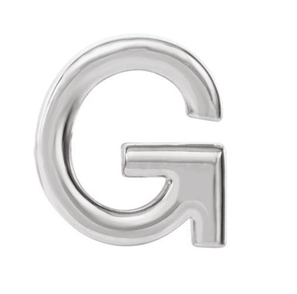 Initial Letter 'G' Sterling Silver Stud Earring (Single Earring)