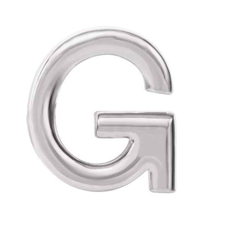 Platinum Initial Letter 'G' Stud Earring (Single Earring)