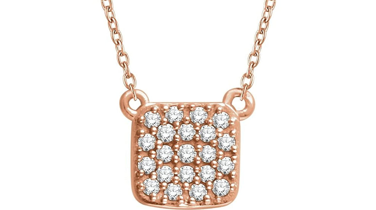 Diamond Square Bar Pendant Necklace in 14k Rose Gold, 18" (1/6 Cttw)