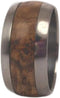 Black Ash Burl Wood Inlay 10mm Comfort-Fit Matte Titanium Wedding Band, Size 9