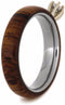 Diamond Solitaire Honduran Rosewood 4mm Comfort-Fit Titanium Wedding Band, Size 7