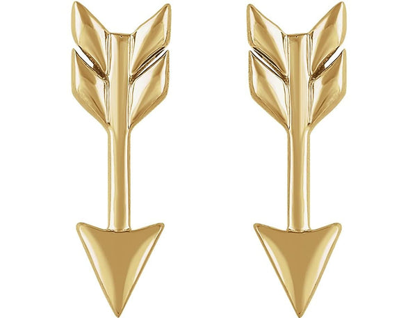 Satin-Finish Arrow Earrings, 14k Yellow Gold