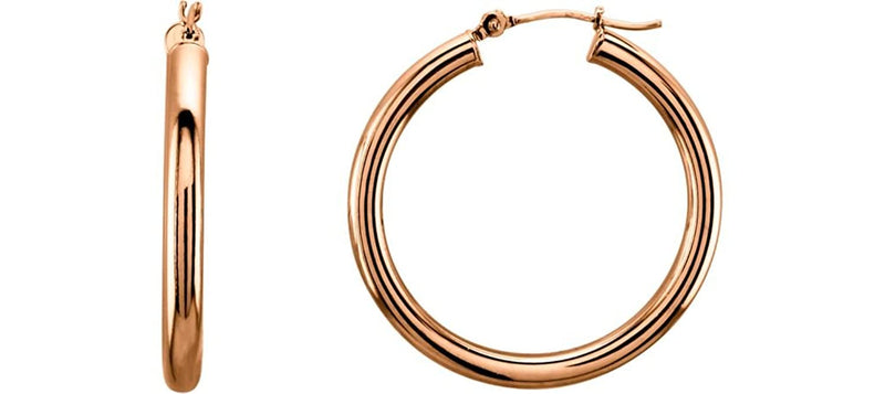 Tube Hoop Earrings, 14k Rose Gold (15mm)