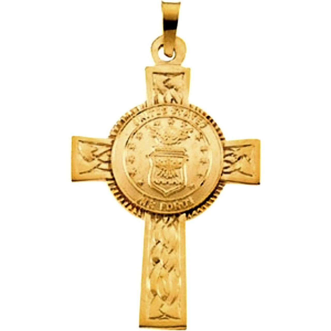 U.S. Air Force Halo Cross 14k Yellow Gold Pendant