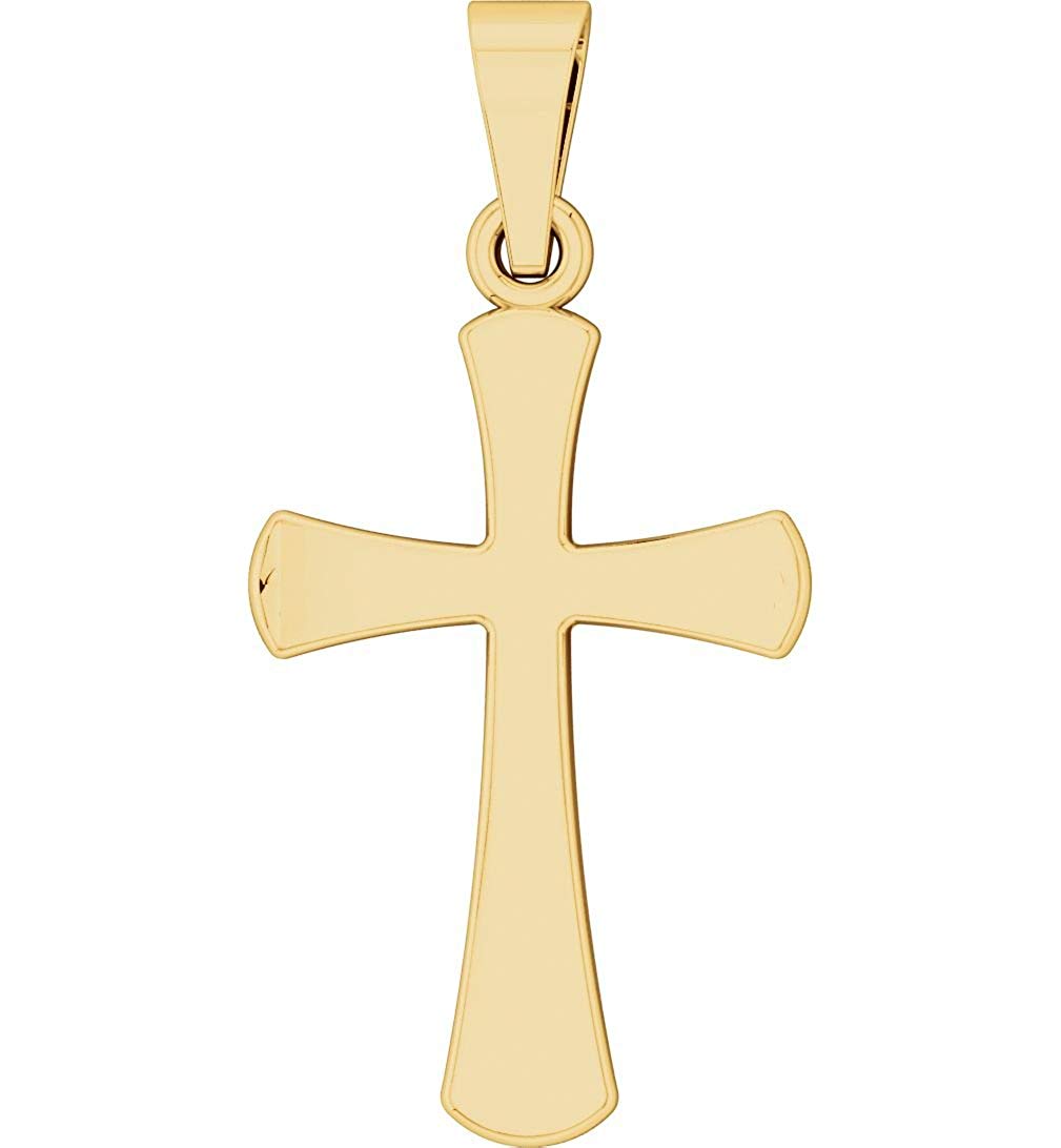 Rounded Edge Cross 14k Yellow Gold Pendant (23.2X11.4MM)