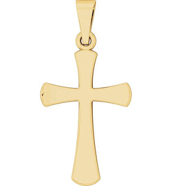 Rounded Edge Cross 14k Yellow Gold Pendant (23.2X11.4MM)