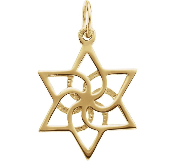 Star of David 14k Yellow Gold Pendant (Made in Holy Land)