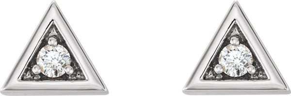 Diamond Triangle Earrings, Rhodium-Plated 14k White Gold (.125 Ctw, GH Color, I1 Clarity)