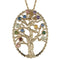 Multi Gemstone Tree Pendant Necklace, 10k Yellow Gold, 12k Green and Rose Gold Black Hills Gold Motif, 18"