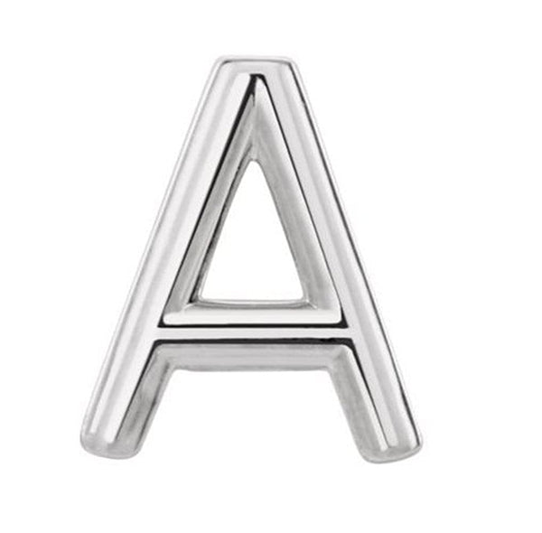 Platinum Initial Letter 'A' Stud Earring (Single Earring)