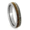 Jack Daniels Whiskey Barrel Oak Wood, Deer Antler 4mm Comfort-Fit Titanium Wedding Band