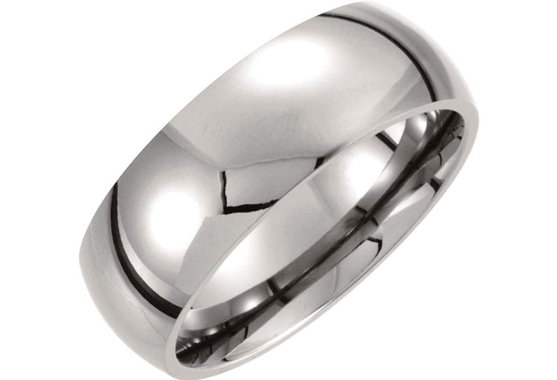 Titanium 8mm Domed Polished Comfort Fit Dome Band, Size 8.5