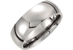 Titanium 8mm Domed Polished Comfort Fit Dome Band, Size 12.5