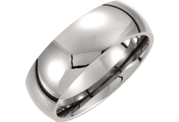 Titanium 8mm Domed Polished Comfort Fit Dome Band, Size 6