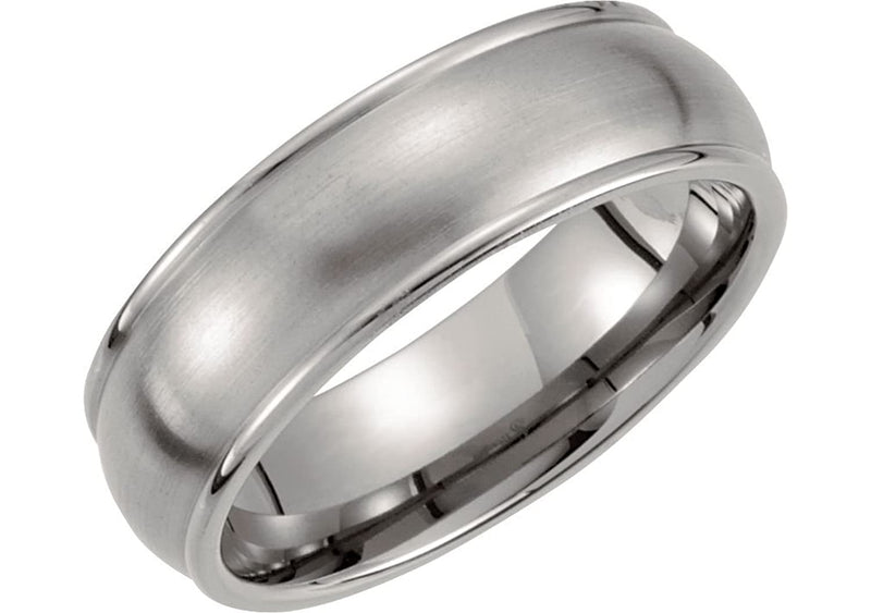 Satin Titanium 7mm Domed Comfort Fit Band, Size 8.5