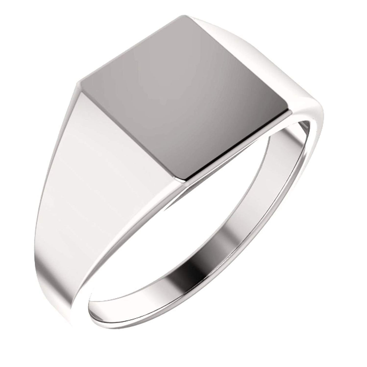 Men's Closed Back Rectangle Signet Ring, 10k White Gold (11X10mm)