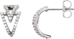 Diamond Geometric J-Hoop Earrings, Rhodium-Plated 14k White Gold (1/4 Ctw, Color G-H, Clarity I1)