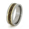 18k Yellow Gold Pinstripes, Multi-Color Dino Bone 7mm Comfort-Fit Titanium Band