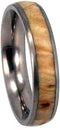 Black Ash Burl Inlay 4mm Comfort Fit Matte Titanium Wedding Band, Size 5.25