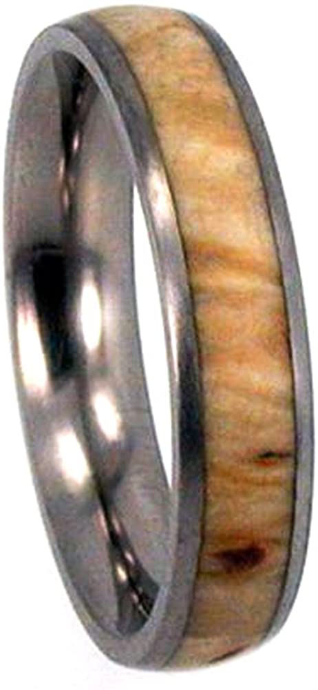 Black Ash Burl Inlay 4mm Comfort Fit Matte Titanium Wedding Band