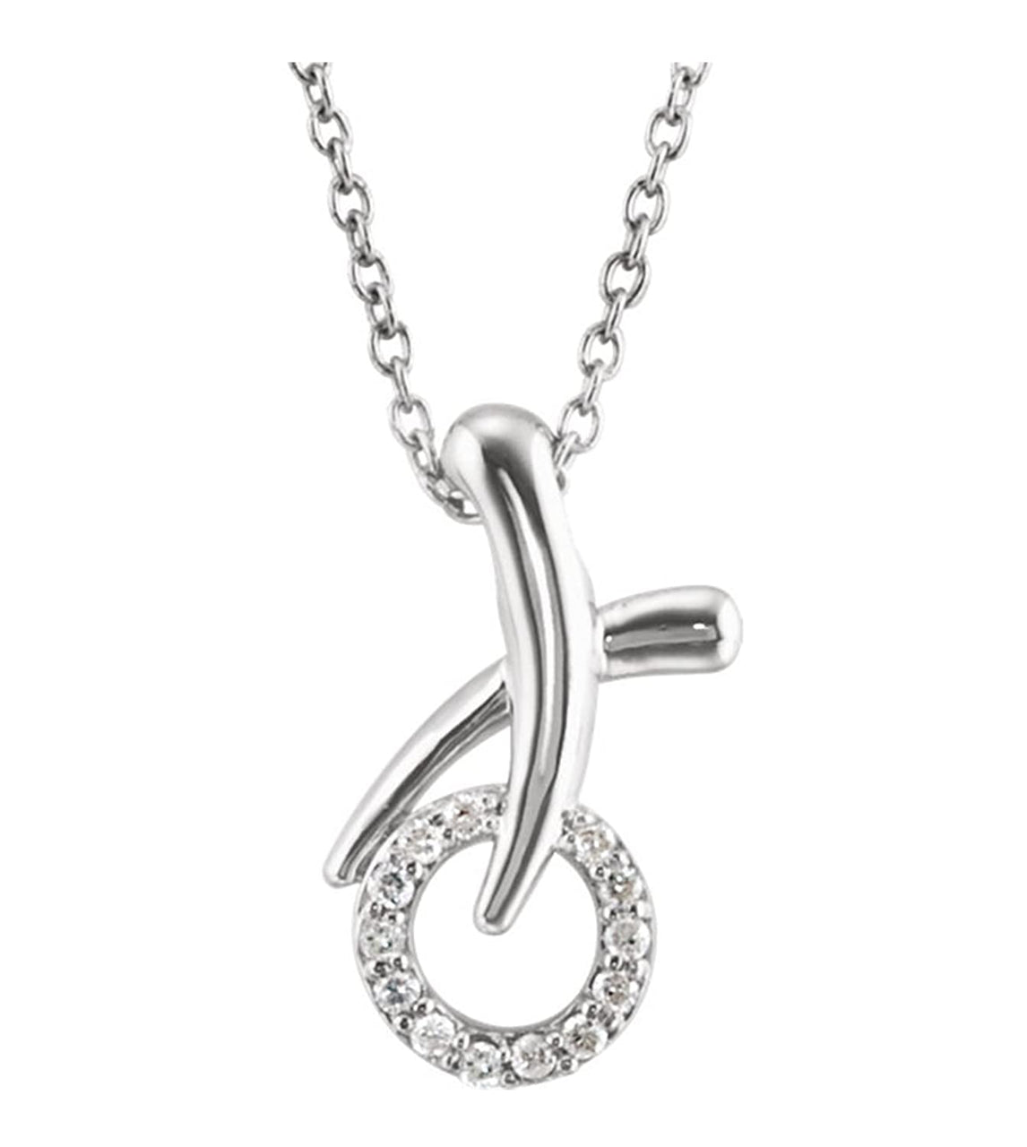 The Men's Jewelry Store (for HER) Diamond 'XO' Sterling Silver Pendant Necklace,18" (1/10 Cttw)