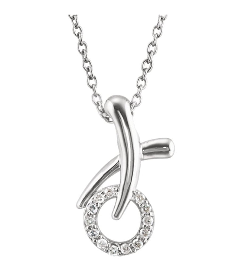 The Men's Jewelry Store (for HER) Diamond 'XO' Sterling Silver Pendant Necklace,18" (1/10 Cttw)