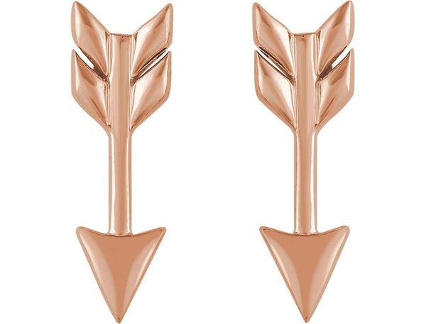 Satin-Finish Arrow Earrings, 14k Rose Gold